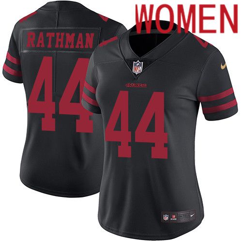 Women San Francisco 49ers 44 Tom Rathman Nike Black Vapor Limited NFL Jersey